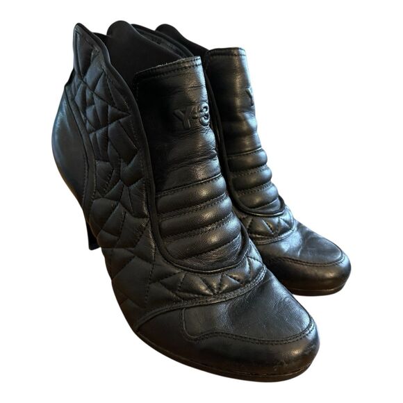 Y3 Adidas Yohji Yamamoto Womens Bootie Heels Sz UK 6.5 US 8.5 Black Quilted Boot - Picture 5 of 16
